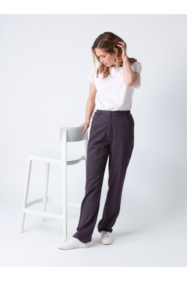 Maison Solfin - Pantalon rayé taille haute Made in France| B.Solfin