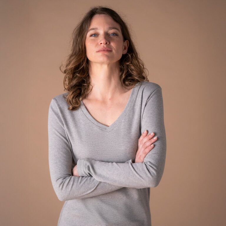 Le t-shirt Propre - Le t-shirt col V fabriqué en France - Gris Chiné