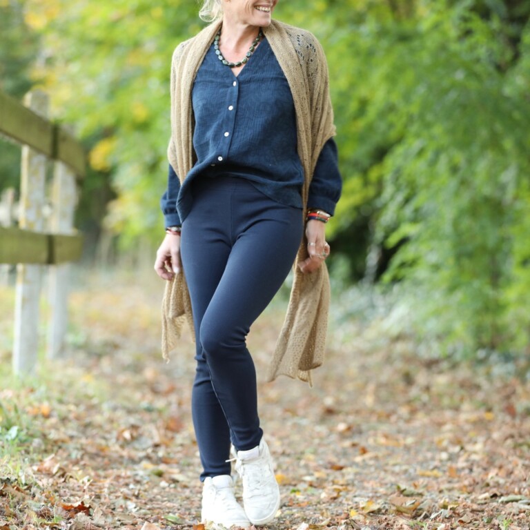 Quintessence - Legging Léni - en maille côtelé marine – XXL