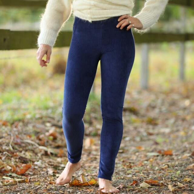 Quintessence - Legging Léni - velours côtelé bleu majorelle