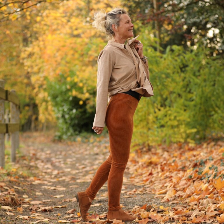 Quintessence - Legging Léni - velours côtelé camel – XL