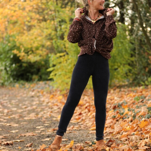 Quintessence - Legging Léni - velours côtelé marine