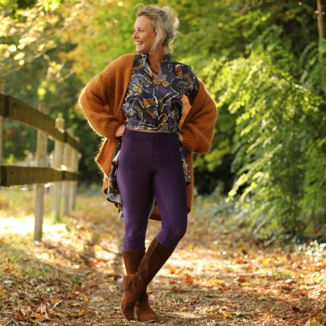 Quintessence - Legging Léni - velours côtelé prune