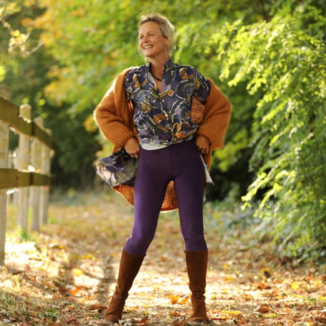 Quintessence - Legging Léni - velours côtelé prune