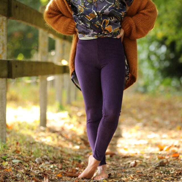 Quintessence - Legging Léni - velours côtelé prune