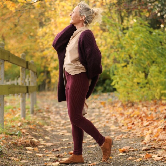 Quintessence - Legging Léni - velours côtelé violine