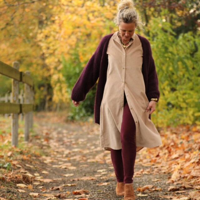 Quintessence - Legging Léni - velours côtelé violine