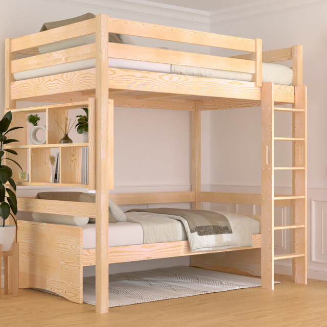 ABC MEUBLES - Lit en hauteur 1 place bois Sylvia 120x190 échelle droite