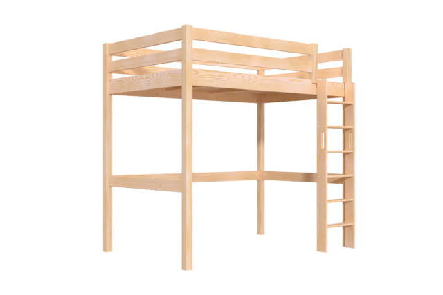 ABC MEUBLES - Lit en hauteur 1 place bois Sylvia 120x190 échelle droite