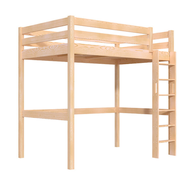 ABC MEUBLES - Lit en hauteur 1 place bois Sylvia 120x190 échelle droite