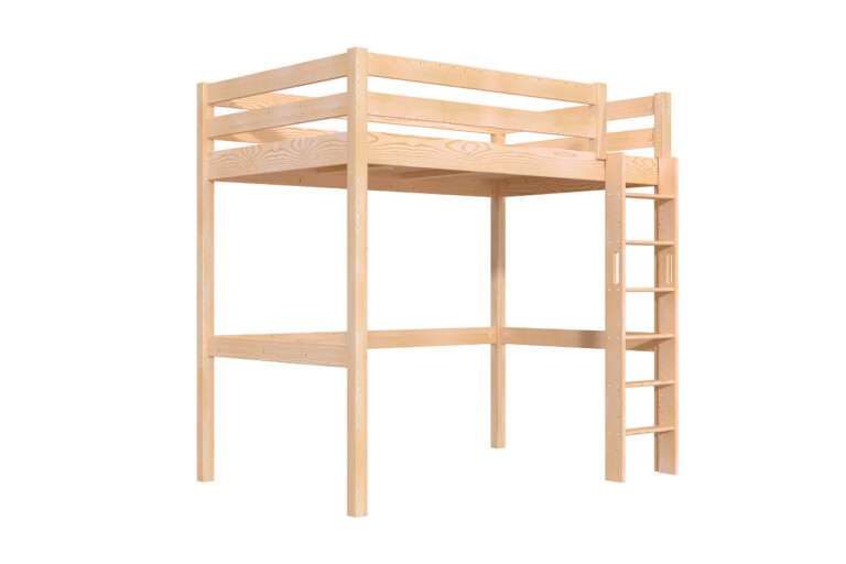 ABC MEUBLES - Lit en hauteur 1 place bois Sylvia 120x190 échelle droite