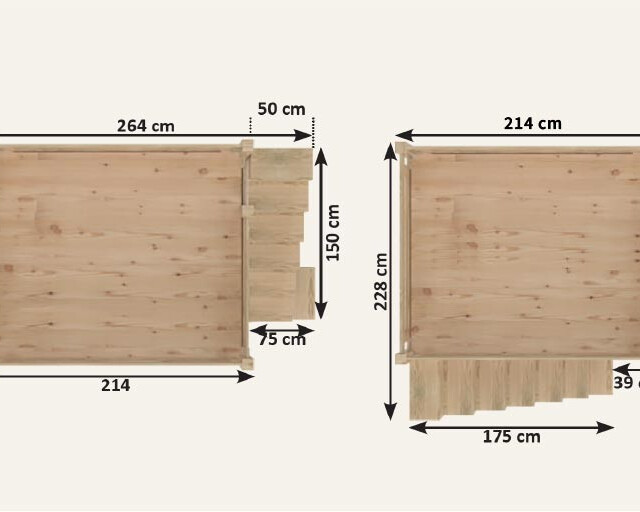 ABC MEUBLES - Lit Mezzanine adulte bois 160x200 Alpage hauteur réglable + escalier cube