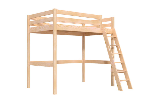 ABC MEUBLES - Lit mezzanine 1 place bois Sylvia 120x200 échelle inclinée