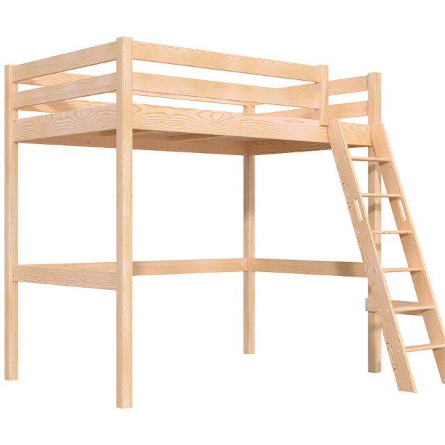 ABC MEUBLES - Lit mezzanine 1 place bois Sylvia 120x200 échelle inclinée