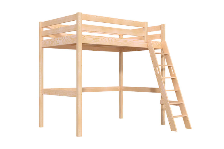 ABC MEUBLES - Lit mezzanine 1 place bois Sylvia 120x200 échelle inclinée