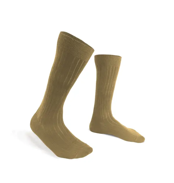 THE FRENCH GAME - Chaussettes montantes beiges, Mi-bas en fil d’écosse made in france