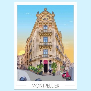Foliove - Affiche Montpellier Place de la Comédie – Hôtel du Midi