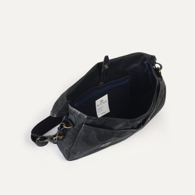 Bleu De Chauffe - Musette du pêcheur M / Toile - Noir waxé