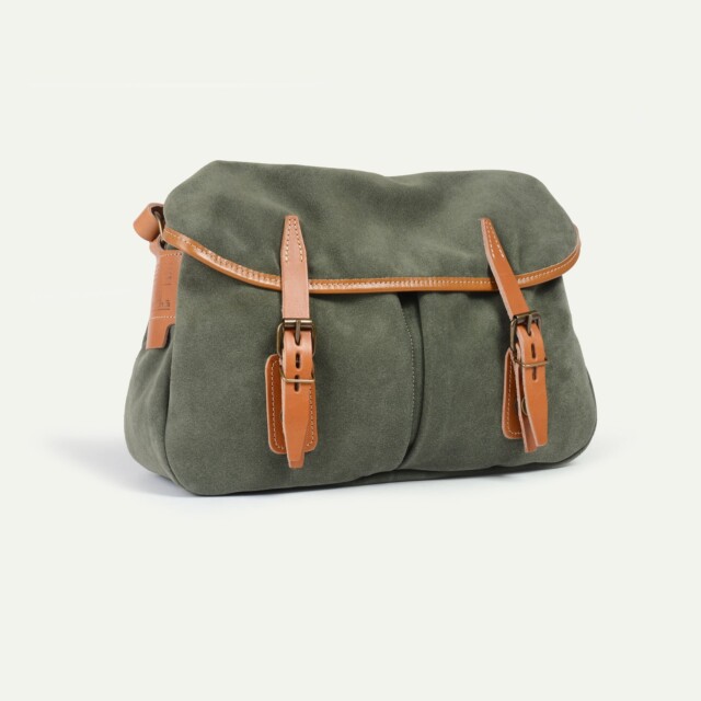 Bleu De Chauffe - Musette du Pêcheur S / Cuir Velours - Vert bouleau