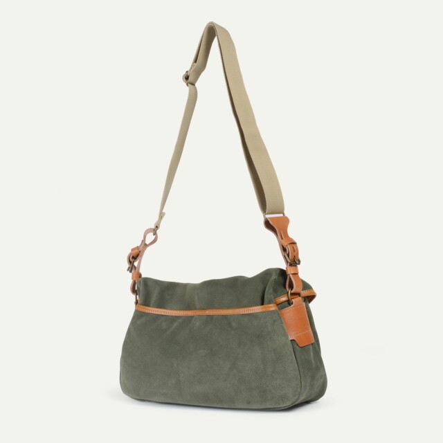 Bleu De Chauffe - Musette du Pêcheur S / Cuir Velours - Vert bouleau