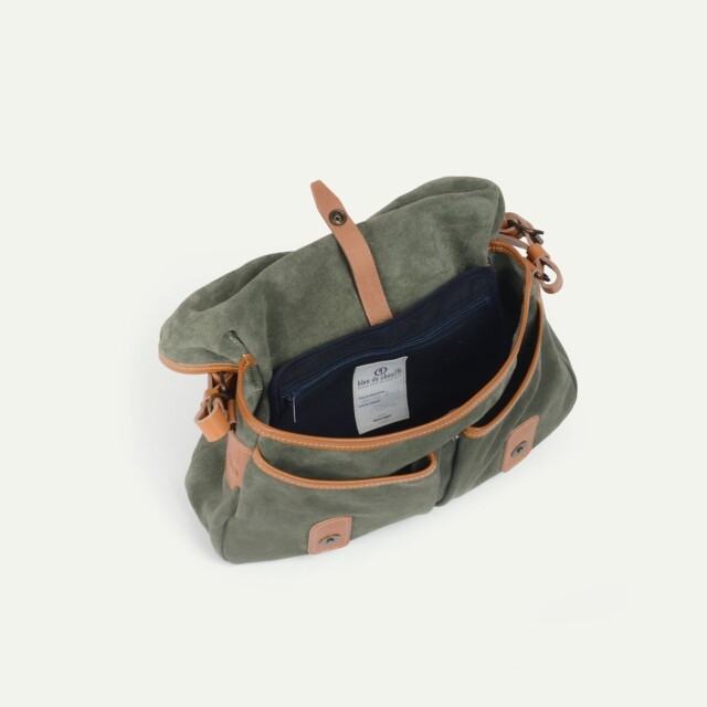Bleu De Chauffe - Musette du Pêcheur S / Cuir Velours - Vert bouleau