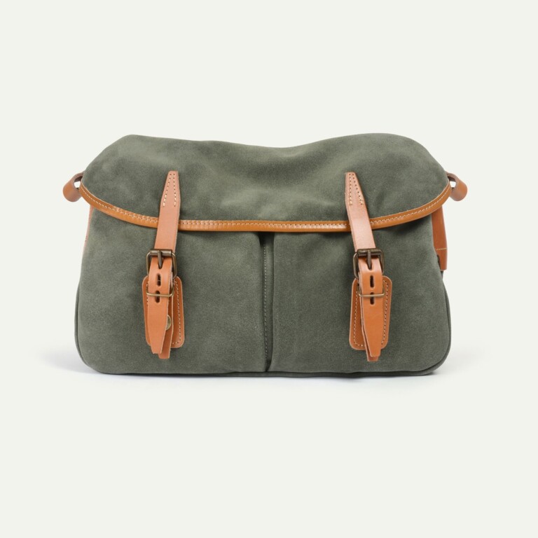 Bleu De Chauffe - Musette du Pêcheur S / Cuir Velours - Vert bouleau