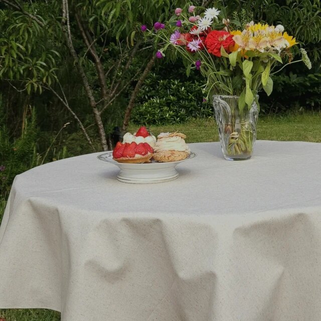 Fleur de Soleil - Nappe lin/coton ronde ou ovale enduite