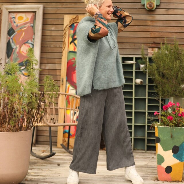 Quintessence - Pantalon Alex - Jean fluide gris stone