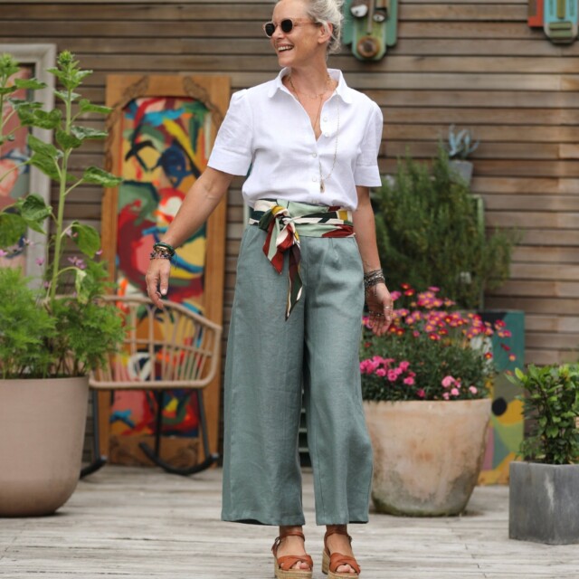 Quintessence - Pantalon Alex - Lin vert d'eau