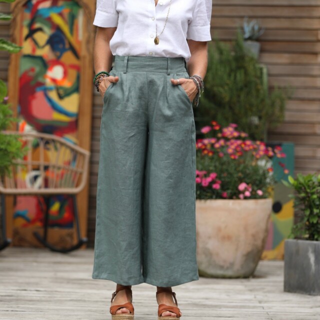 Quintessence - Pantalon Alex - Lin vert d'eau