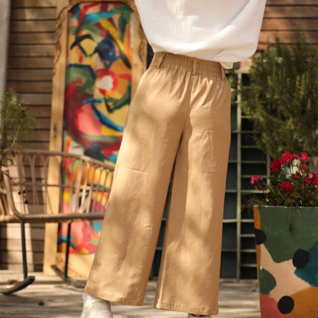Quintessence - Pantalon Alex - Sergé de viscose/coton camel