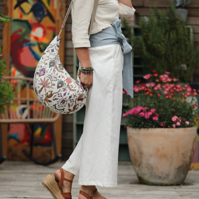 Quintessence - Pantalon Alex - Toile coton/lin blanc cassé