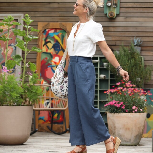 Quintessence - Pantalon Alex - Toile coton/lin bleu indigo