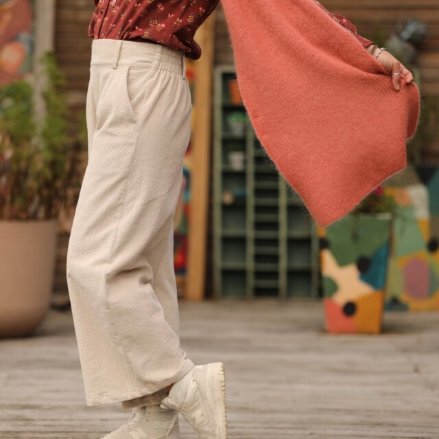 Quintessence - Pantalon Alex - Velours côtelé blanc cassé