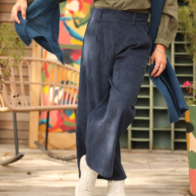 Quintessence - Pantalon Alex – Velours côtelé marine