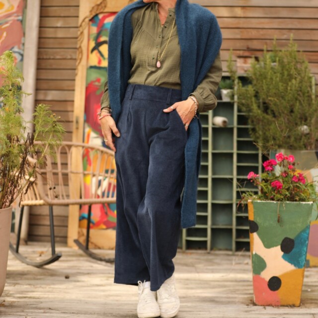 Quintessence - Pantalon Alex - Velours côtelé marine