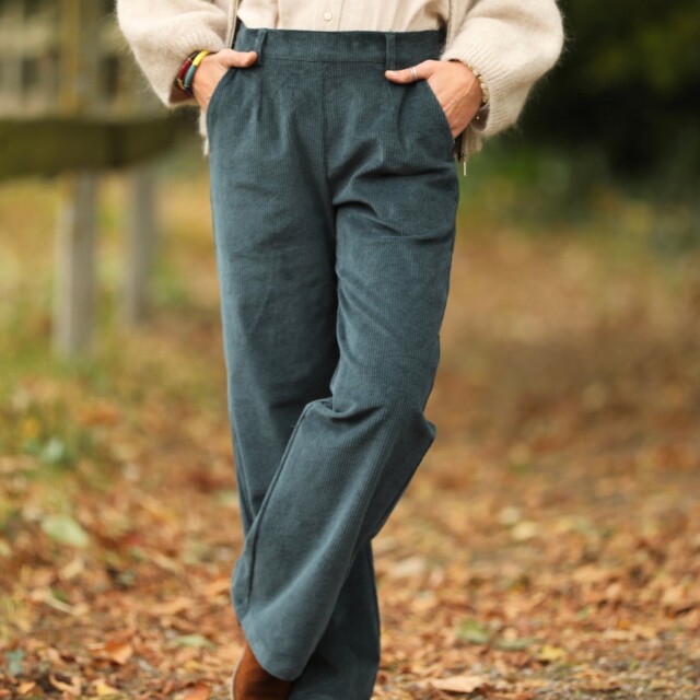 Quintessence - Pantalon Nestor - Velours côtelé colvert