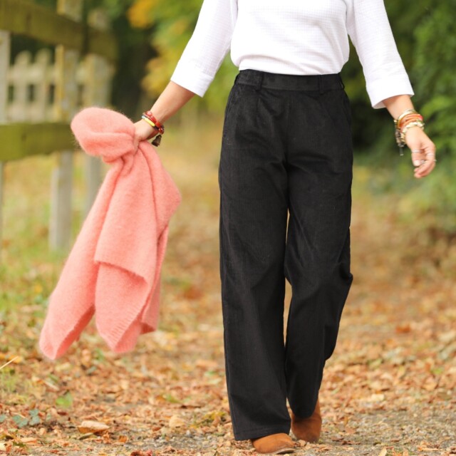 Quintessence - Pantalon Nestor - velours côtelé noir