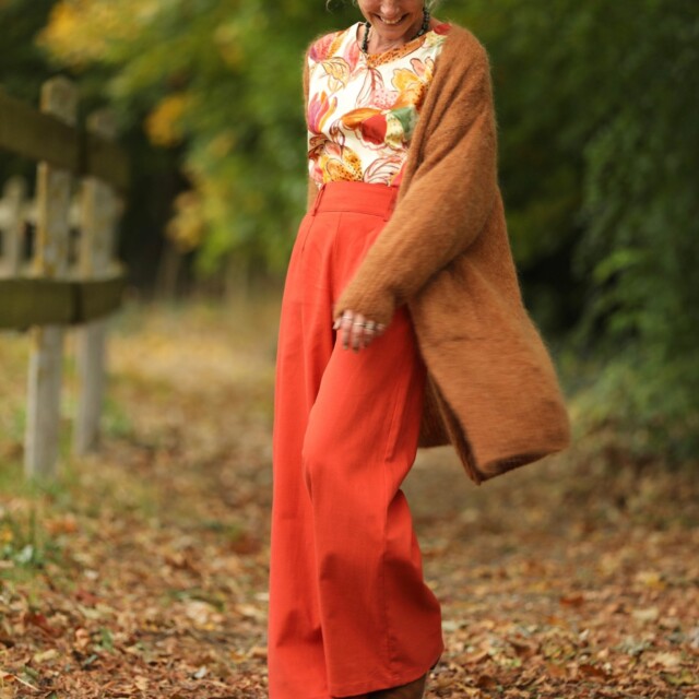 Quintessence - Pantalon Tom - coton/lin orange crépuscule