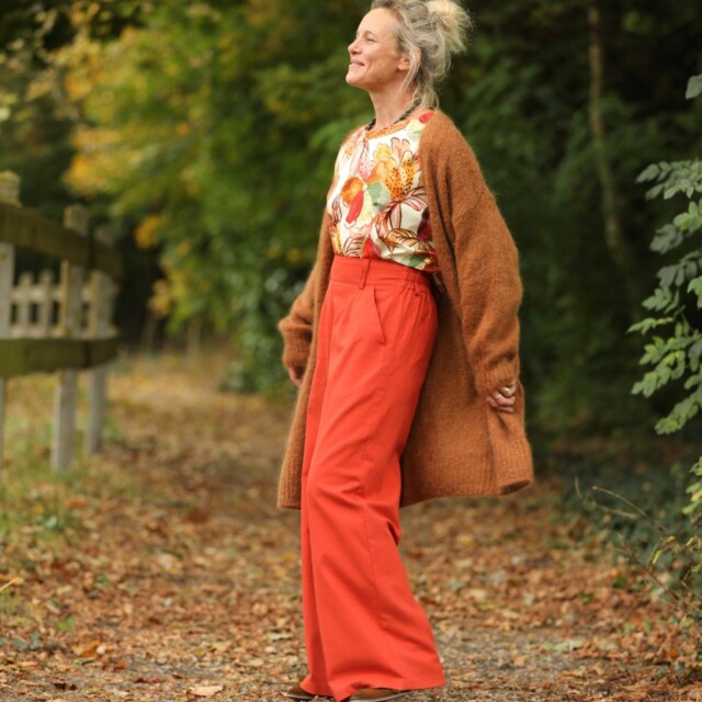 Quintessence - Pantalon Tom - coton/lin orange crépuscule