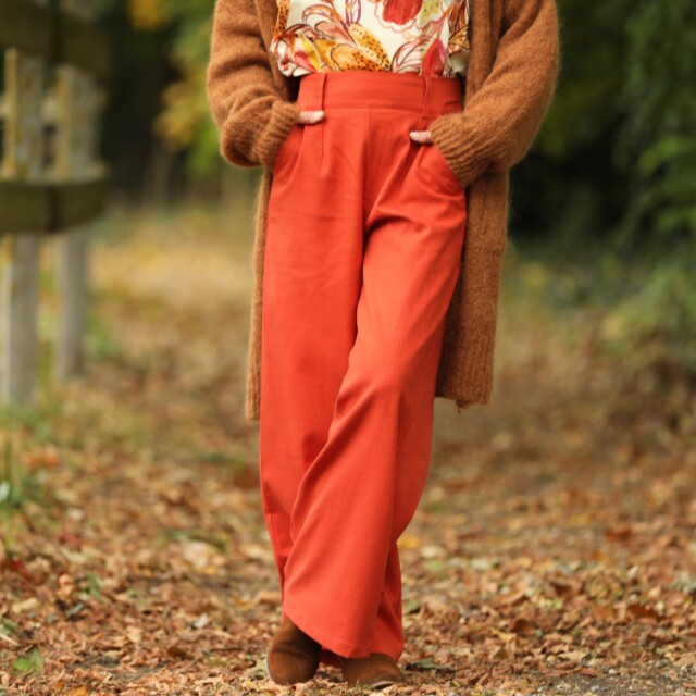 Quintessence - Pantalon Tom – coton/lin orange crépuscule