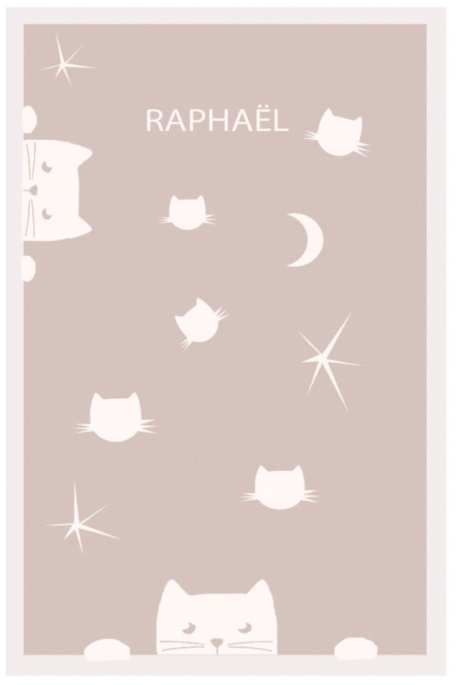 Maison Solfin - Plaid bébé motif Chats laine Made in France| B.Solfin