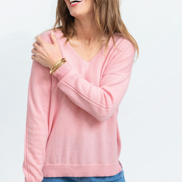 Maison Solfin - Pull col V laine et cachemire Made in France| B.Solfin