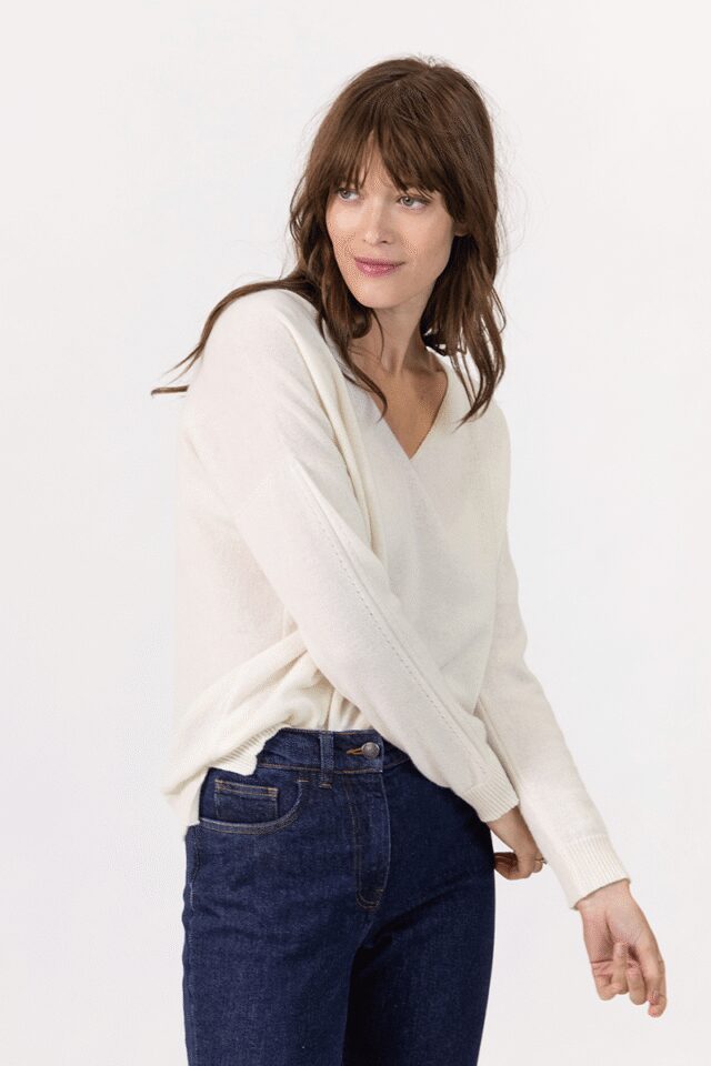 Maison Solfin - Pull col V laine et cachemire Made in France| B.Solfin