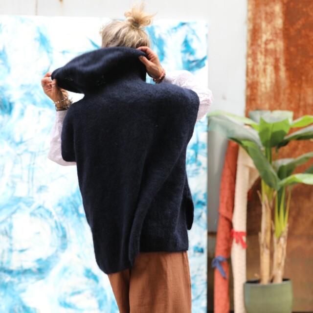 Quintessence - Pull capuche Calypso - Bleu marine