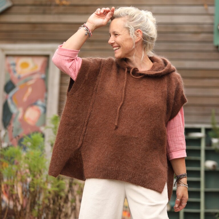 Quintessence - Pull capuche Calypso - Chocolat