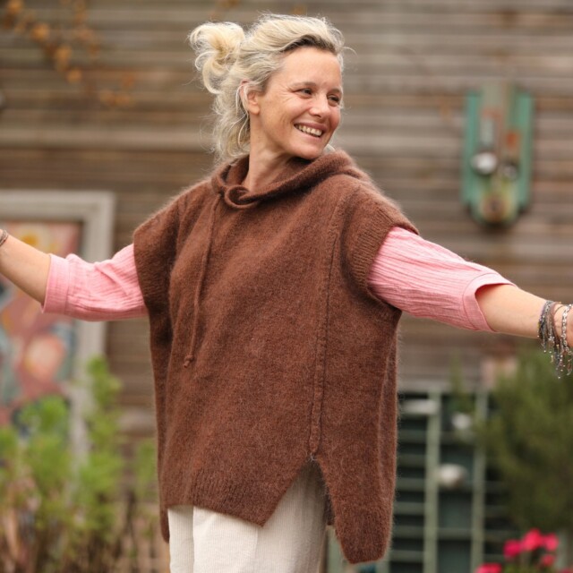 Quintessence - Pull capuche Calypso - Chocolat