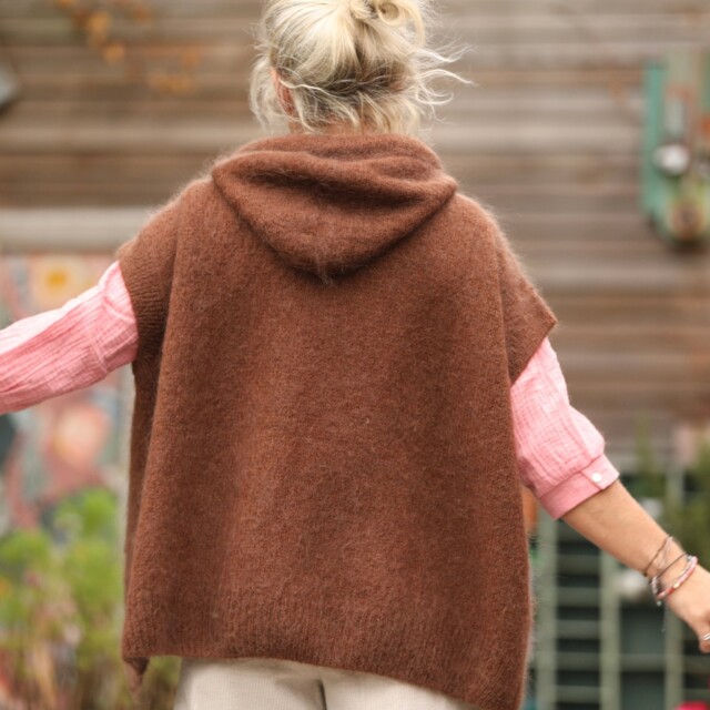 Quintessence - Pull capuche Calypso - Chocolat