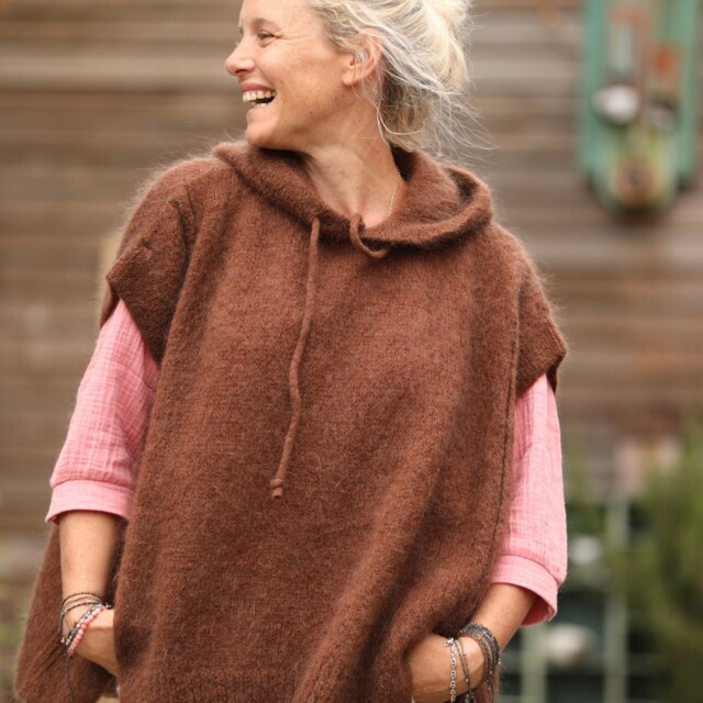 Quintessence - Pull capuche Calypso - Chocolat