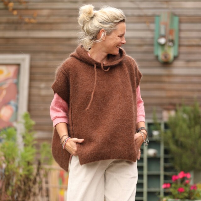 Quintessence - Pull capuche Calypso - Chocolat